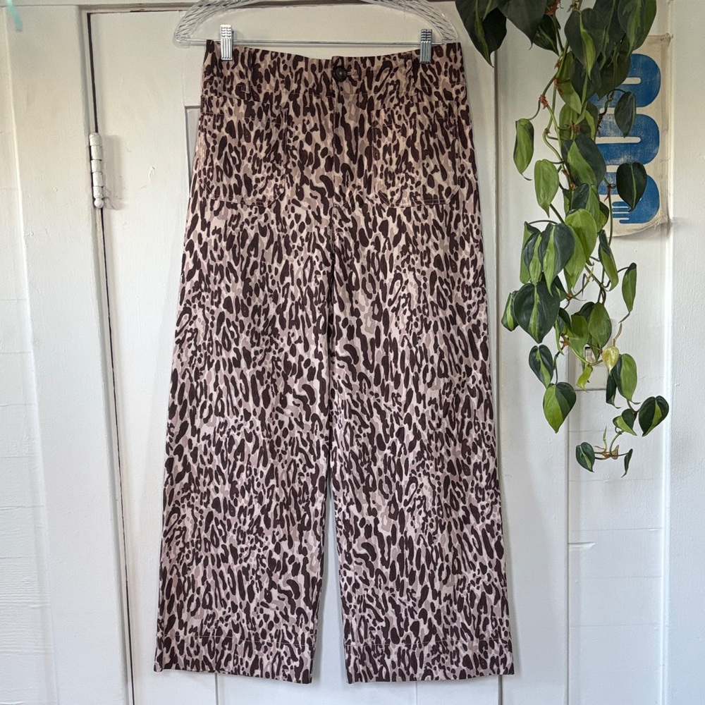 Maeve Colette Animal Print Wide Leg Pants